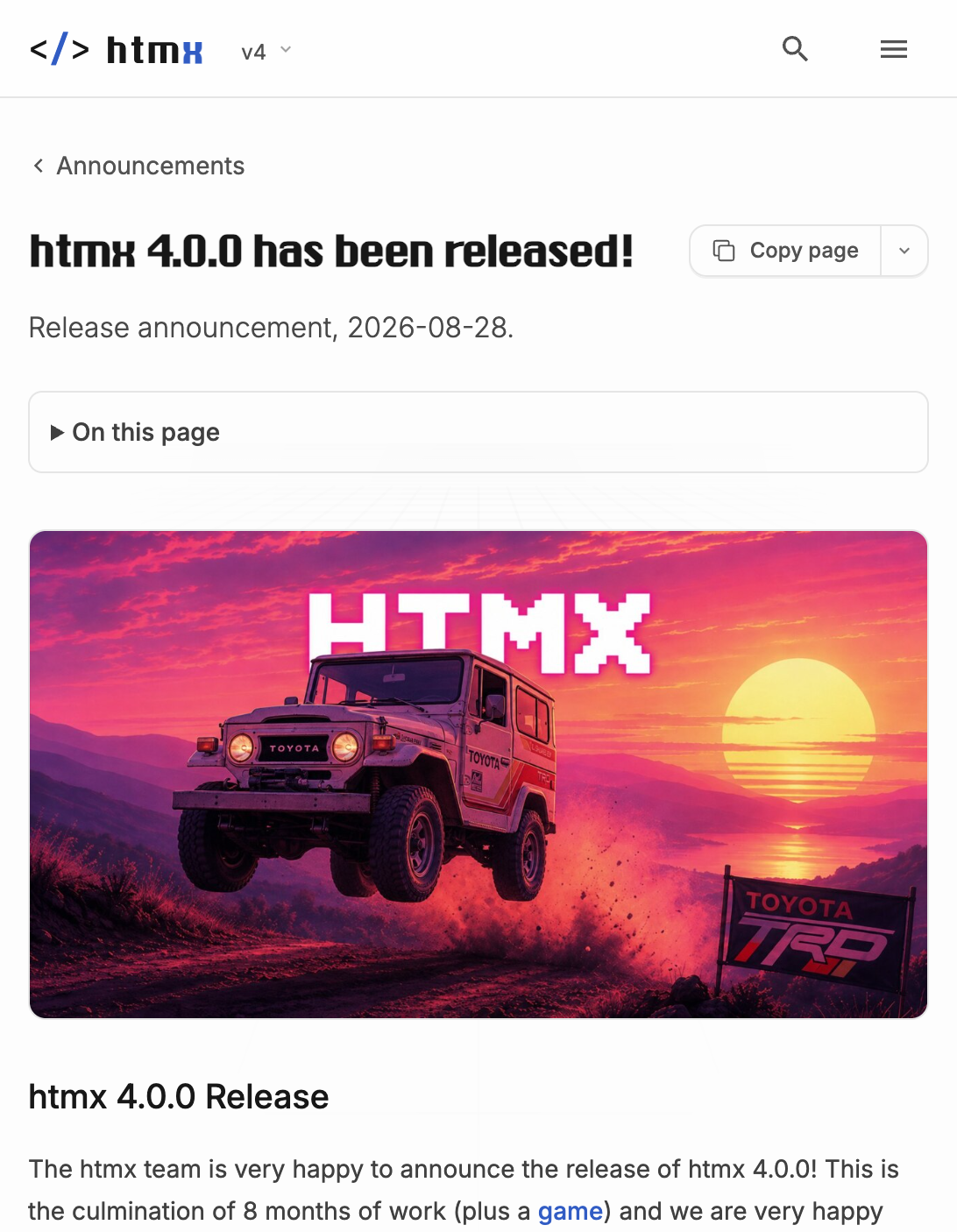 htmx 4.0 发布公告