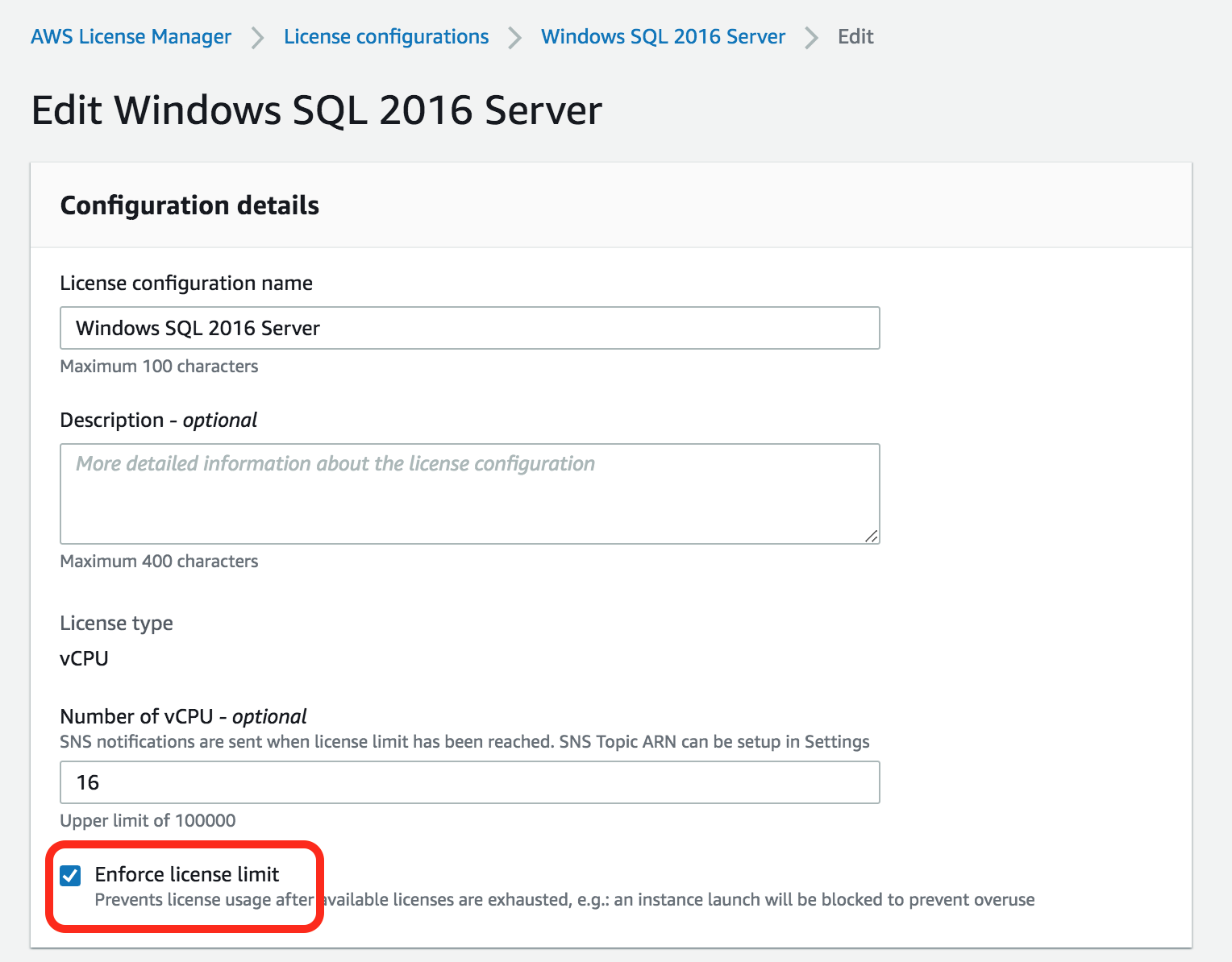 Mechanisms to govern license usage with AWS License Manager 