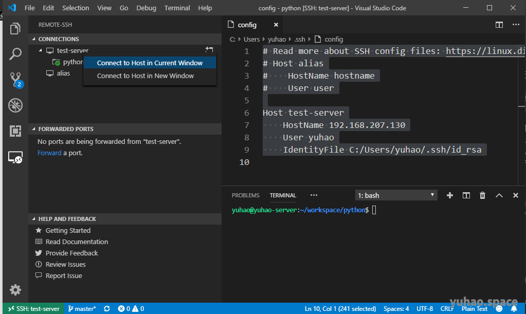 User config c. SSH config. SSH vs code. SSH config example. Visual Studio SSH connection.