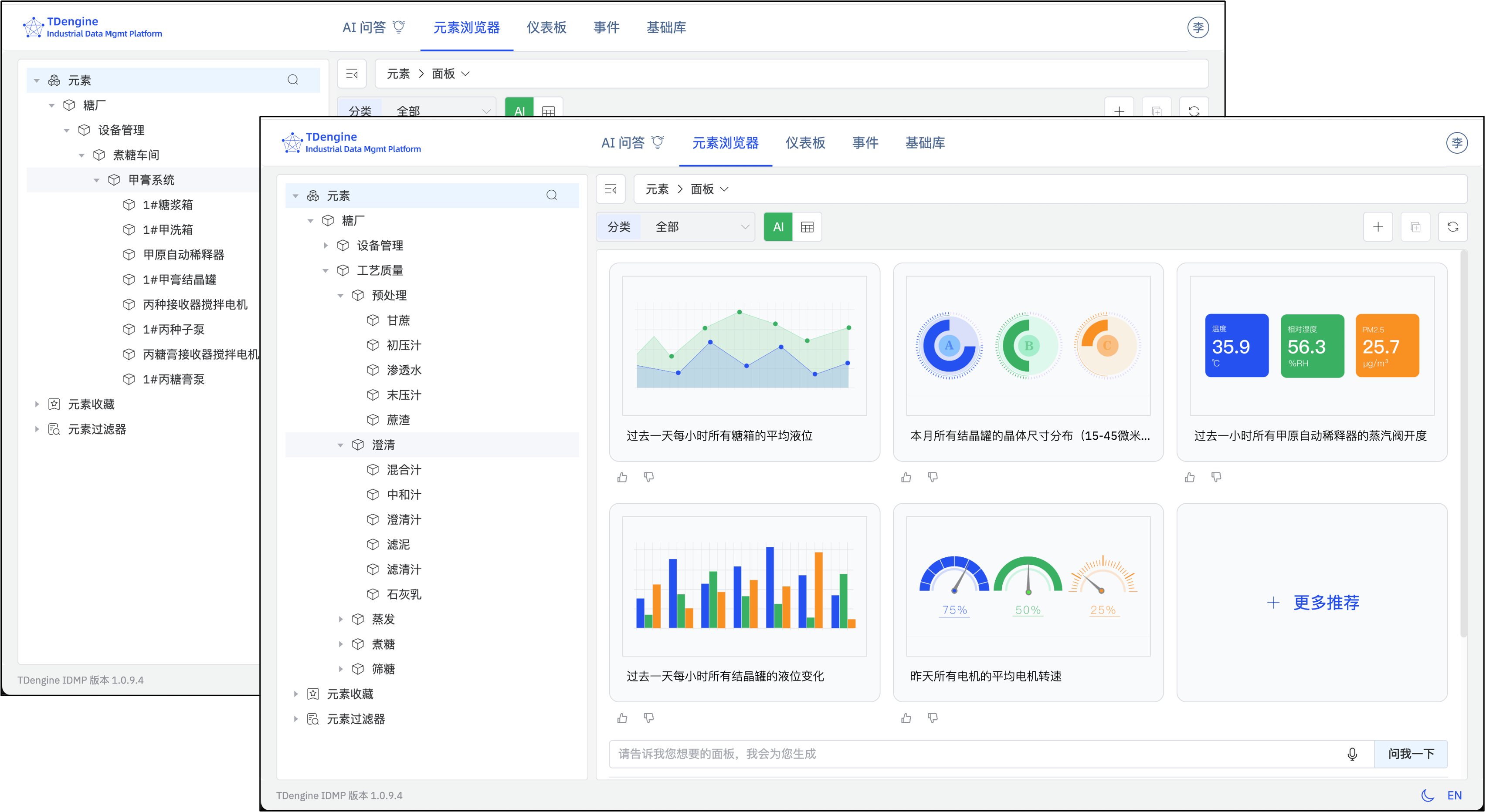 图3 甘蔗制糖厂数据目录(按设备、按工艺)
