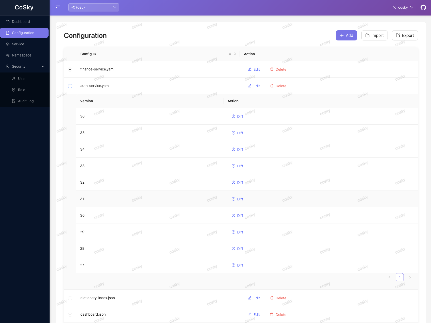 CoSky-Dashboard-config