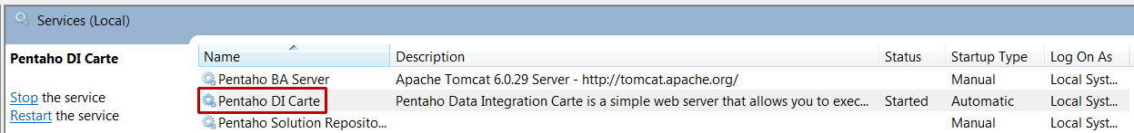 Carte作为Windows服务 