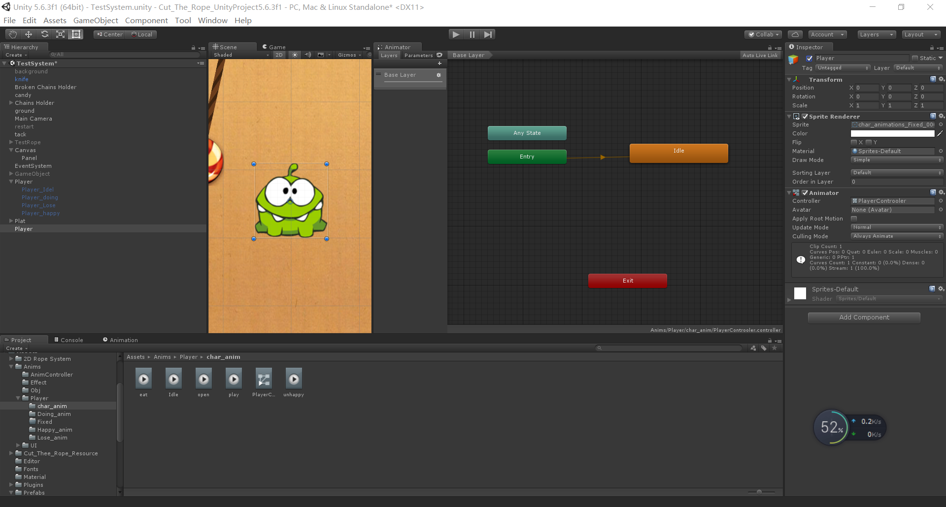 Unity中Animator的2DSprite动画控制与使用 