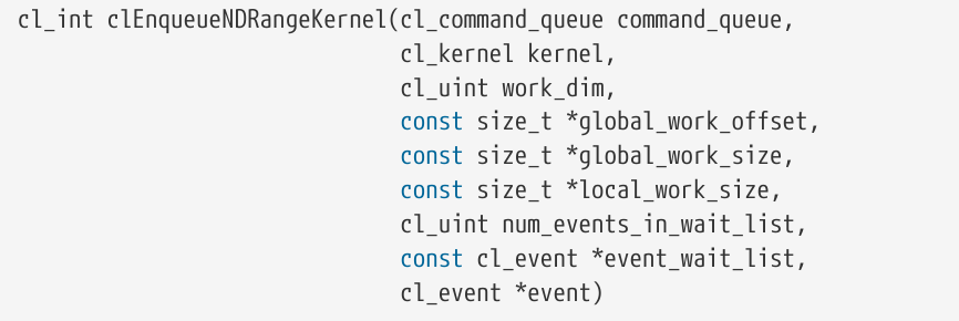 clEnqueueNDRangeKernel clEnqueueNDRangeKernel