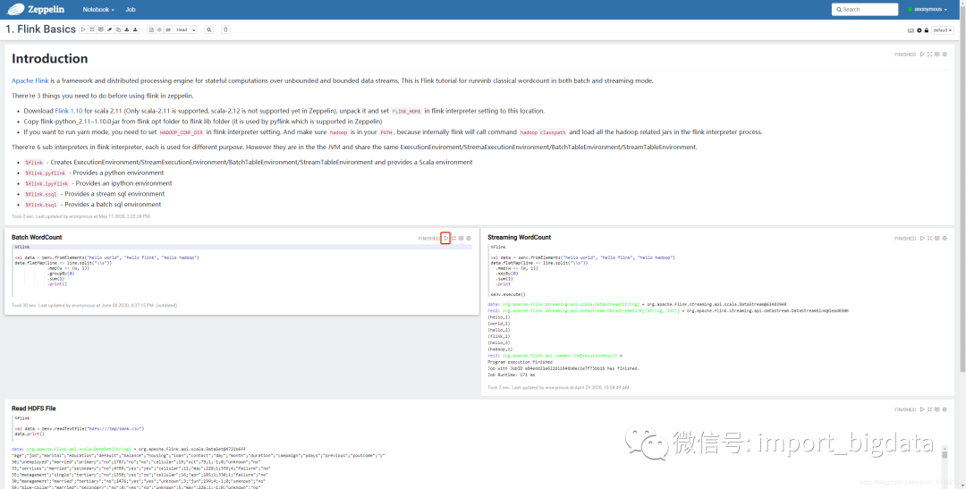 Flink SQL on Zeppelin 