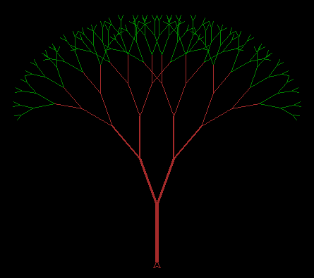【python 16】分形树绘制40(利用递归函数绘制分形树fractal tree)