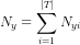 N_{y} = \sum_{i=1}^{|T|} N_{yi}