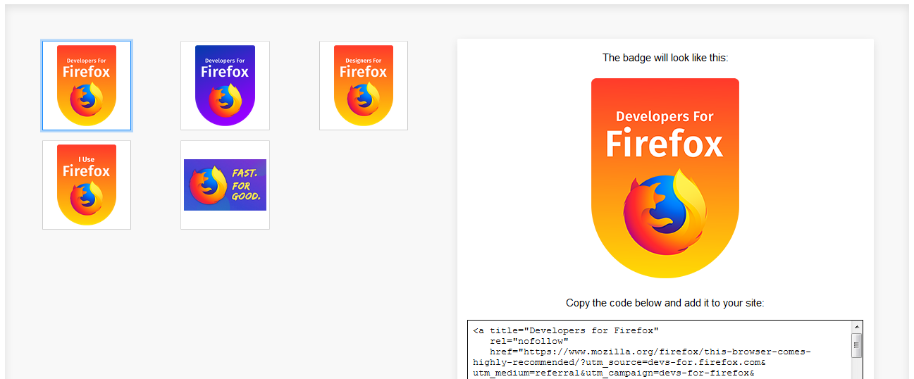Mozilla 推出了新的 Firefox 徽章，方便用户宣传自己