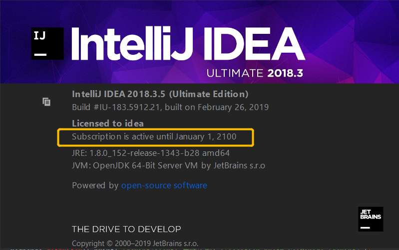 IDEA 最新版永久破解最简单方法（版本 IntelliJ IDEA 2018.3.5） 