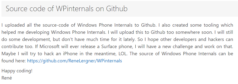 知名 Windows Phone 破解工具 WPinternals 开源了