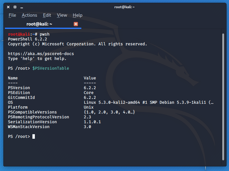 Type: "pwsh" to enter PowerShell prompt