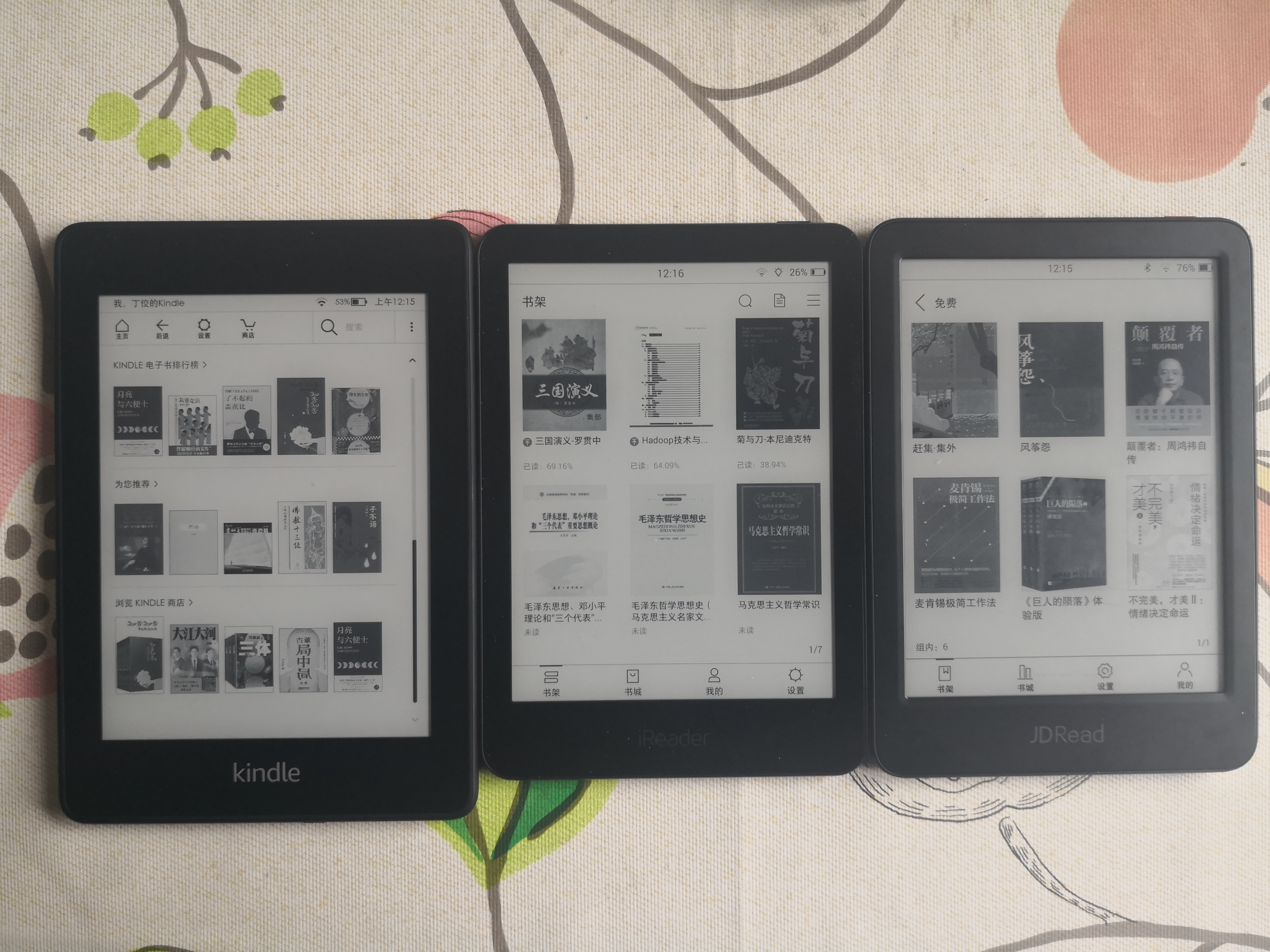 Kindle、iReader、JDReader 阅读 PDF 文档效果比较 