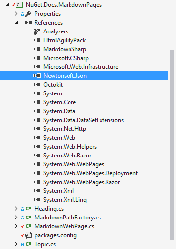 解决方案资源管理器中的“引用”