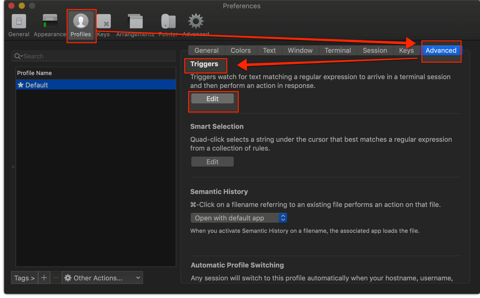 iTerm2触发器配置