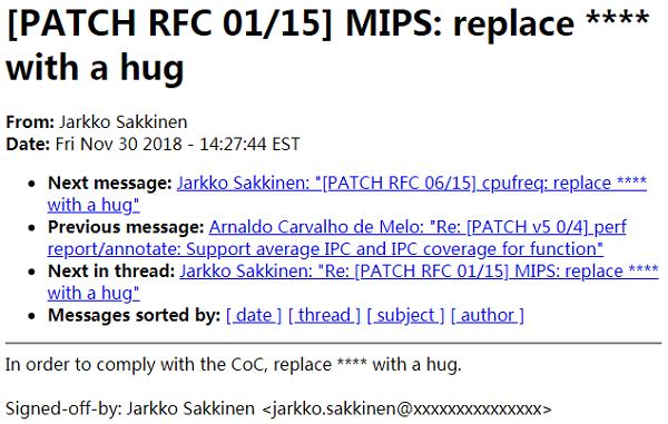 Linux 社區也要“淨網行動”？有人提議用“擁抱”替換 fxxk