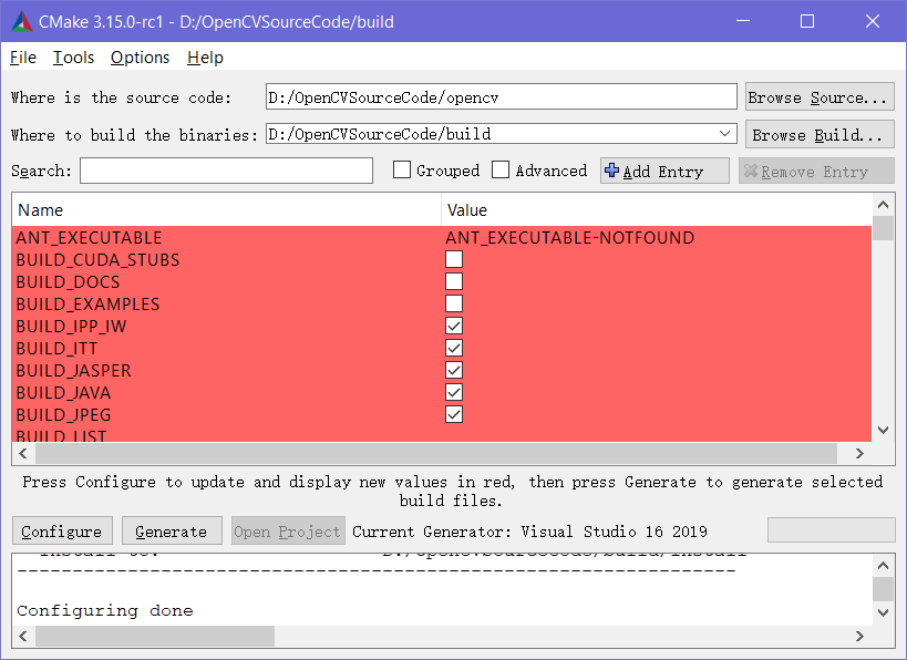 vs2019编译opencv 