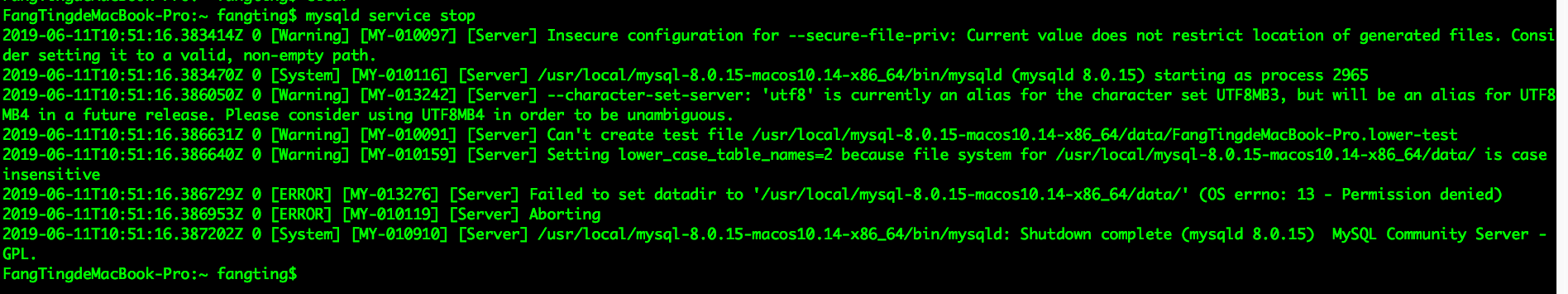 MySQLStudy——Mac下MySQL 常用命令 启动 关闭  重启服务 查看版本 