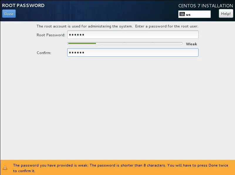 Weak password. Password for user root. Задать пароль root. Admin Centos.