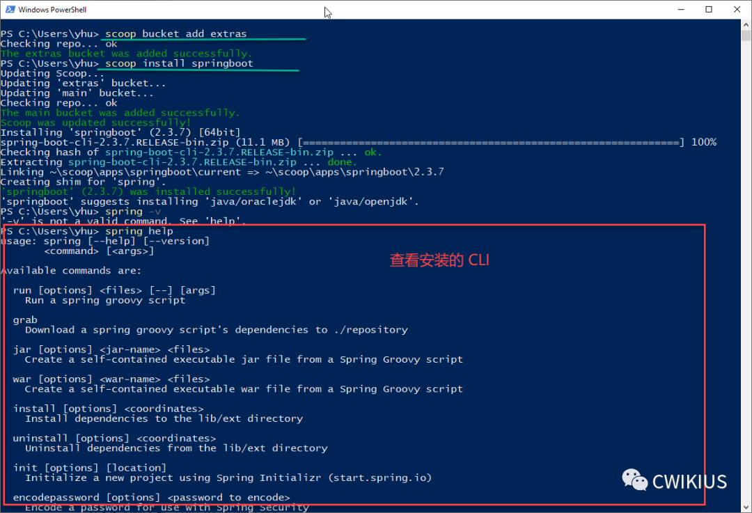 Spring Boot 2.4 Windows Scoop 安装命令行工具 