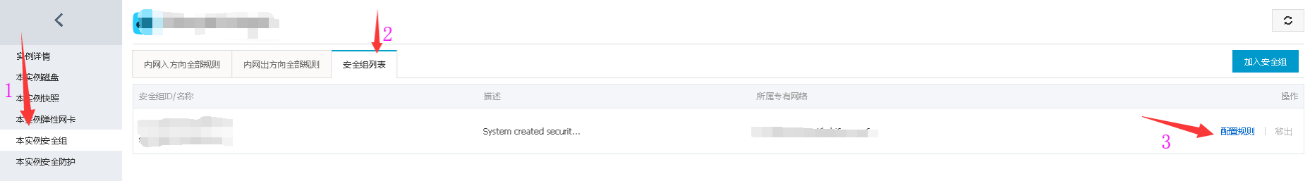 进入安全组配置规则