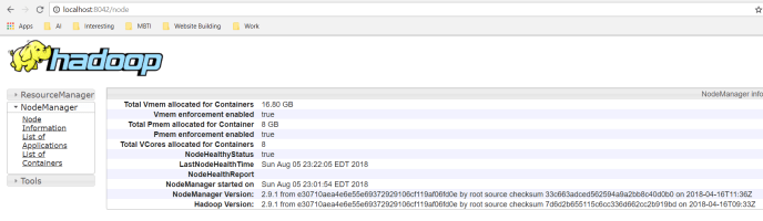 Hadoop Node Manager Web UI