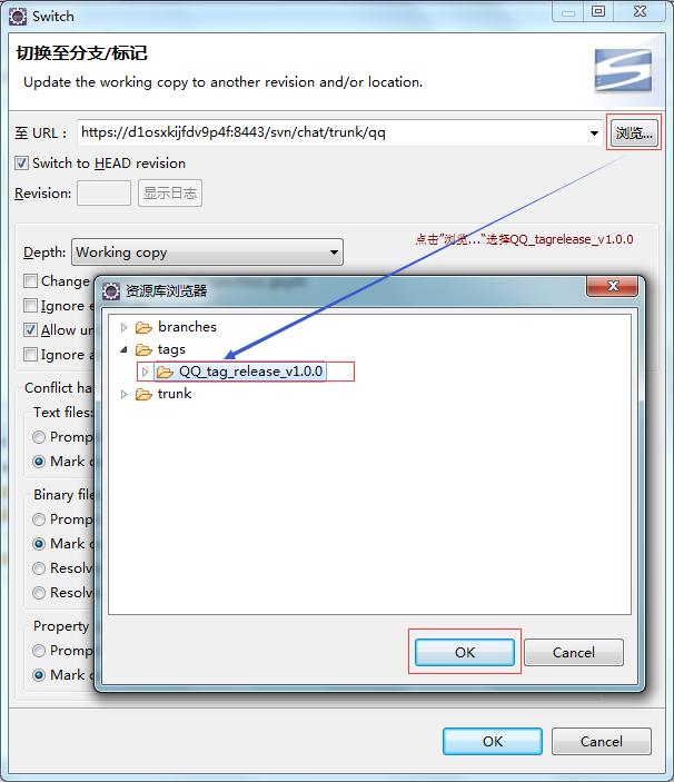 主干(trunk)、分支(branch )、标记(tag) 用法示例 + 图解