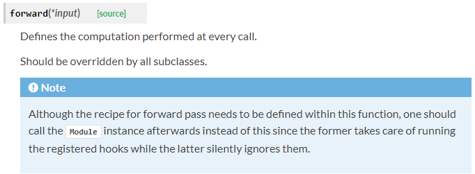 PyTorch之前向传播函数自动调用forward 