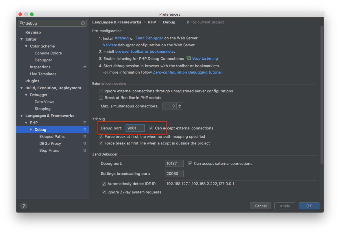 Waiting for incoming connection with ide key phpstorm как исправить