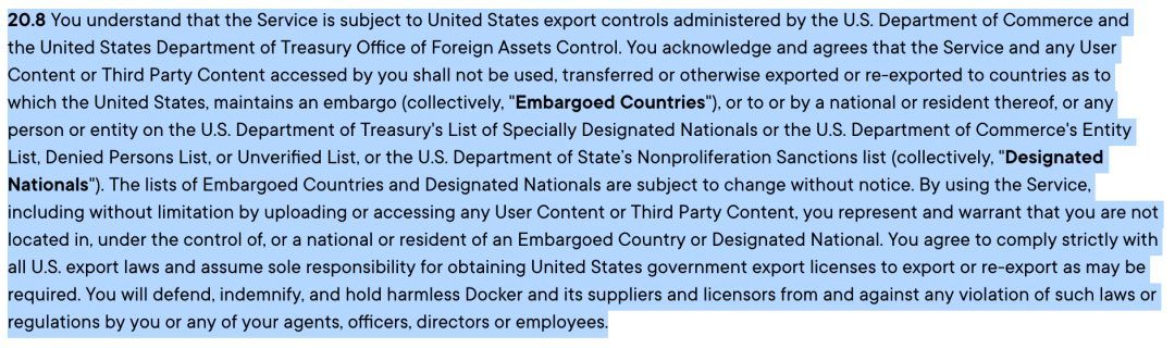 Docker 禁止被列入美国“实体名单”的国家、企业、个人使用 