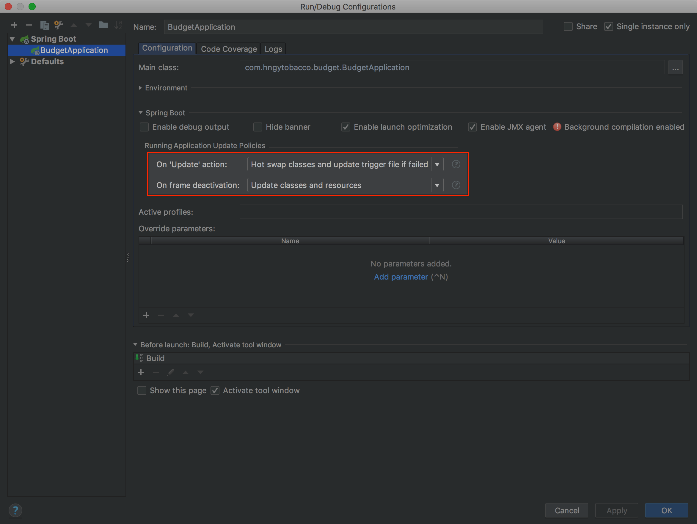 IDEA 中 Spring boot 热部署设置