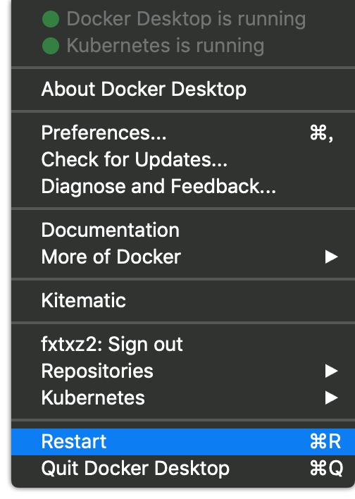 重啟docker desktop