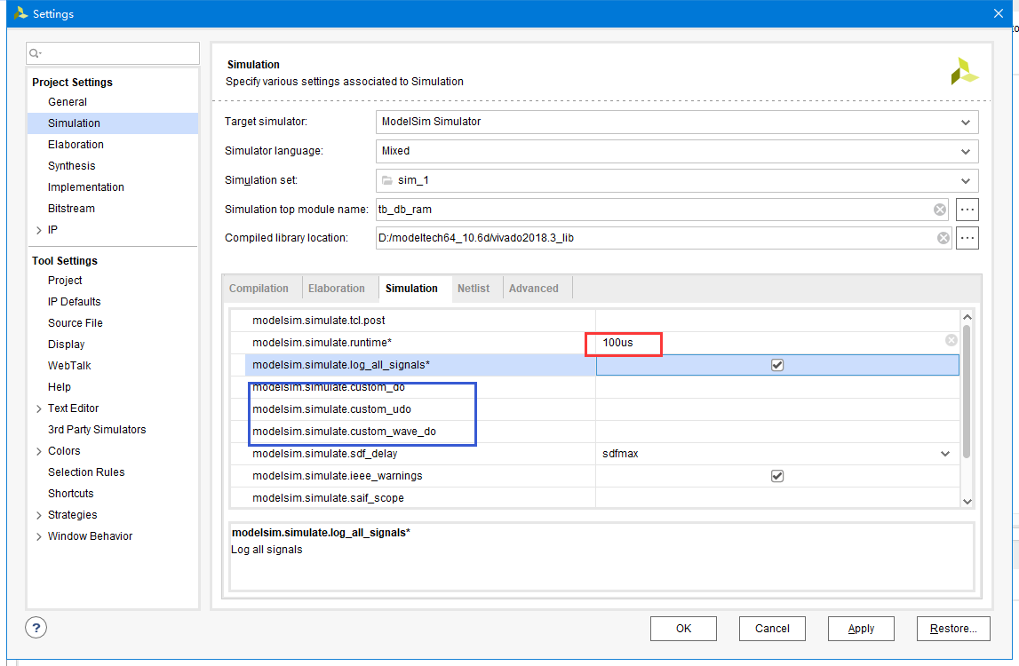 vivado2018.3 与 modelsim联合仿真 