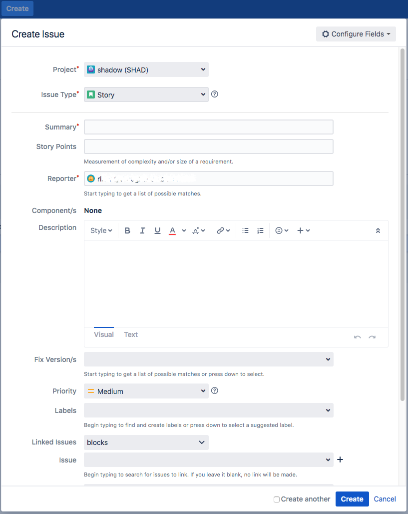 create issue popover
