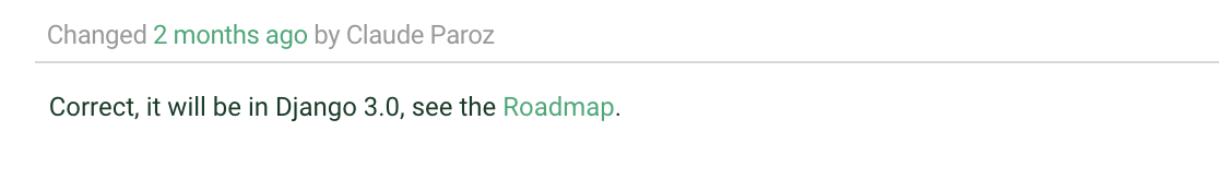 该问题将在django3.0中处理