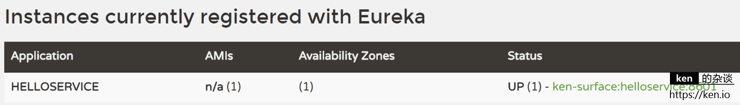 eureka instance registered