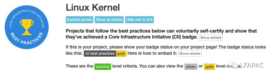 Linux内核获得CII最佳实践金章 