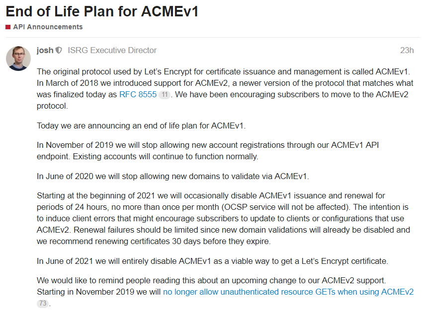 ACMEv2 协议正式成为 IETF 标准：RFC 8555