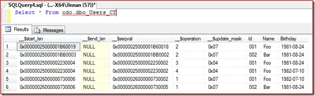 SQLServer CDC 记录每一笔数据的变化 