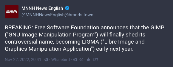 开源图形编辑器 GIMP 将改名为 LIGMA