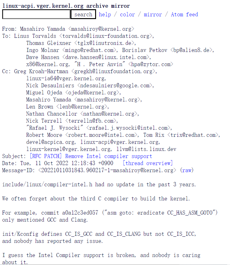 拟放弃支持，Linus：没有人真正使用过英特尔 ICC 编译器