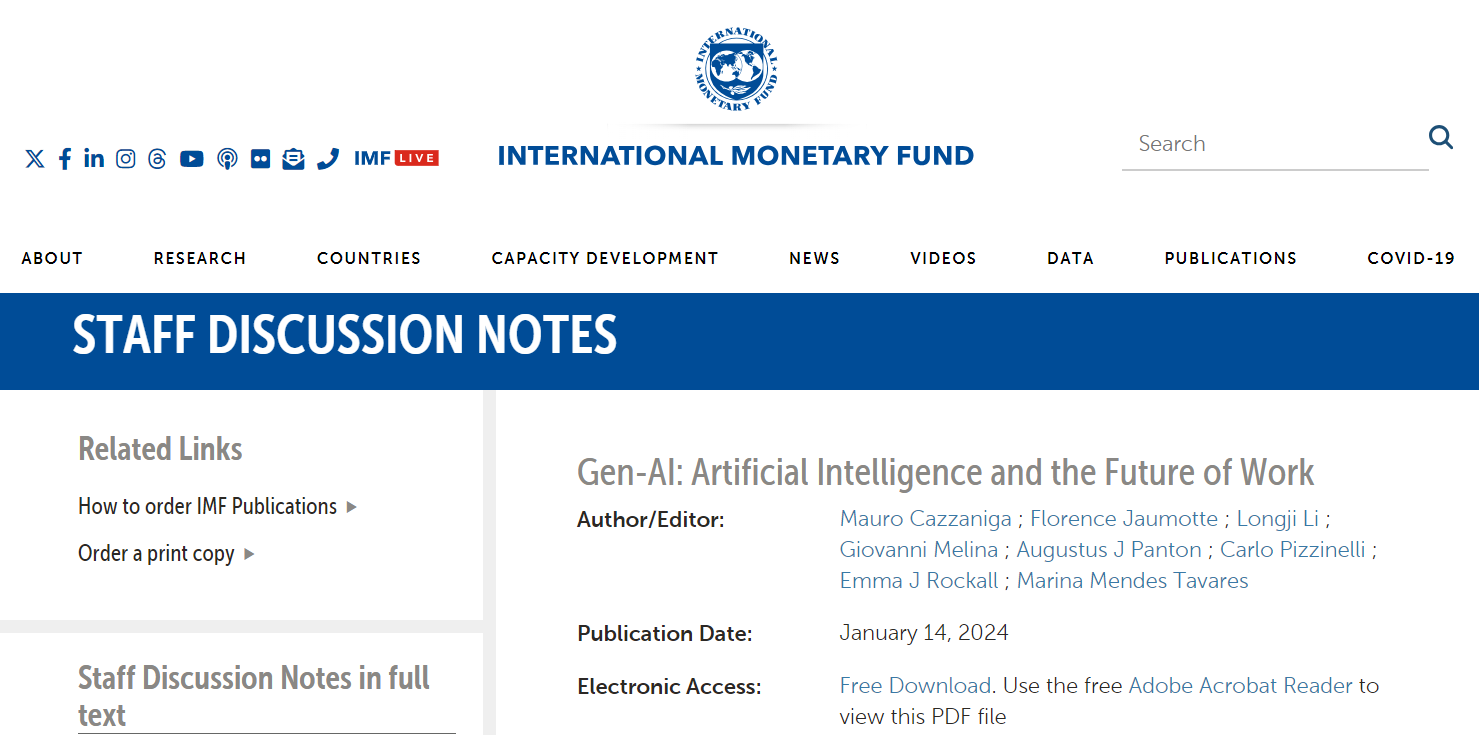 AI 将影响全球近 40% 的工作，加剧财富不平等