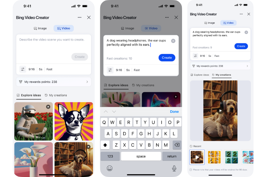 微软发布由 Sora 驱动的 Bing Video Creator