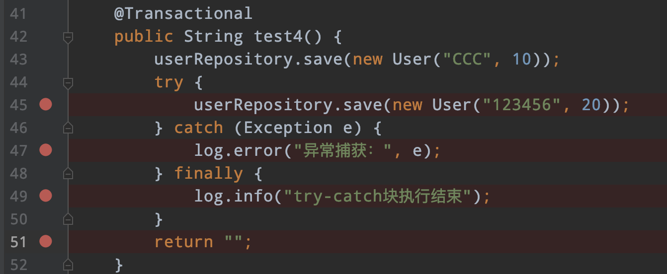 JPA事务中的异常最后不也抛出了，为什么没被catch到而导致回滚？