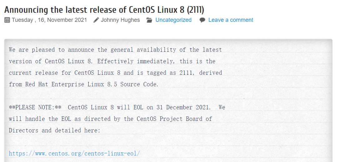 CentOS Linux 8.5 (2111) 发布