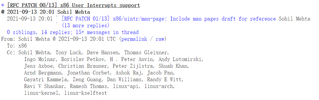英特尔发布了 Linux 上 x86 用户中断的初始代码