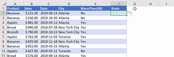 使用VLOOKUP添加州/省信息