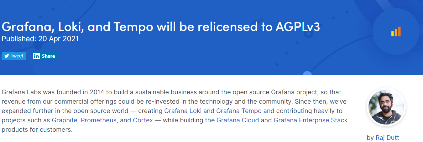 Grafana, Loki 和 Tempo 变更开源许可证为 AGPLv3