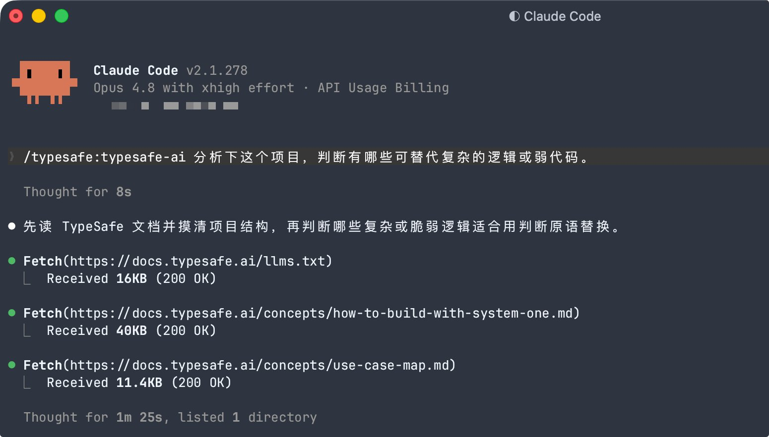 Claude Code 读取 TypeSafe 文档并分析项目