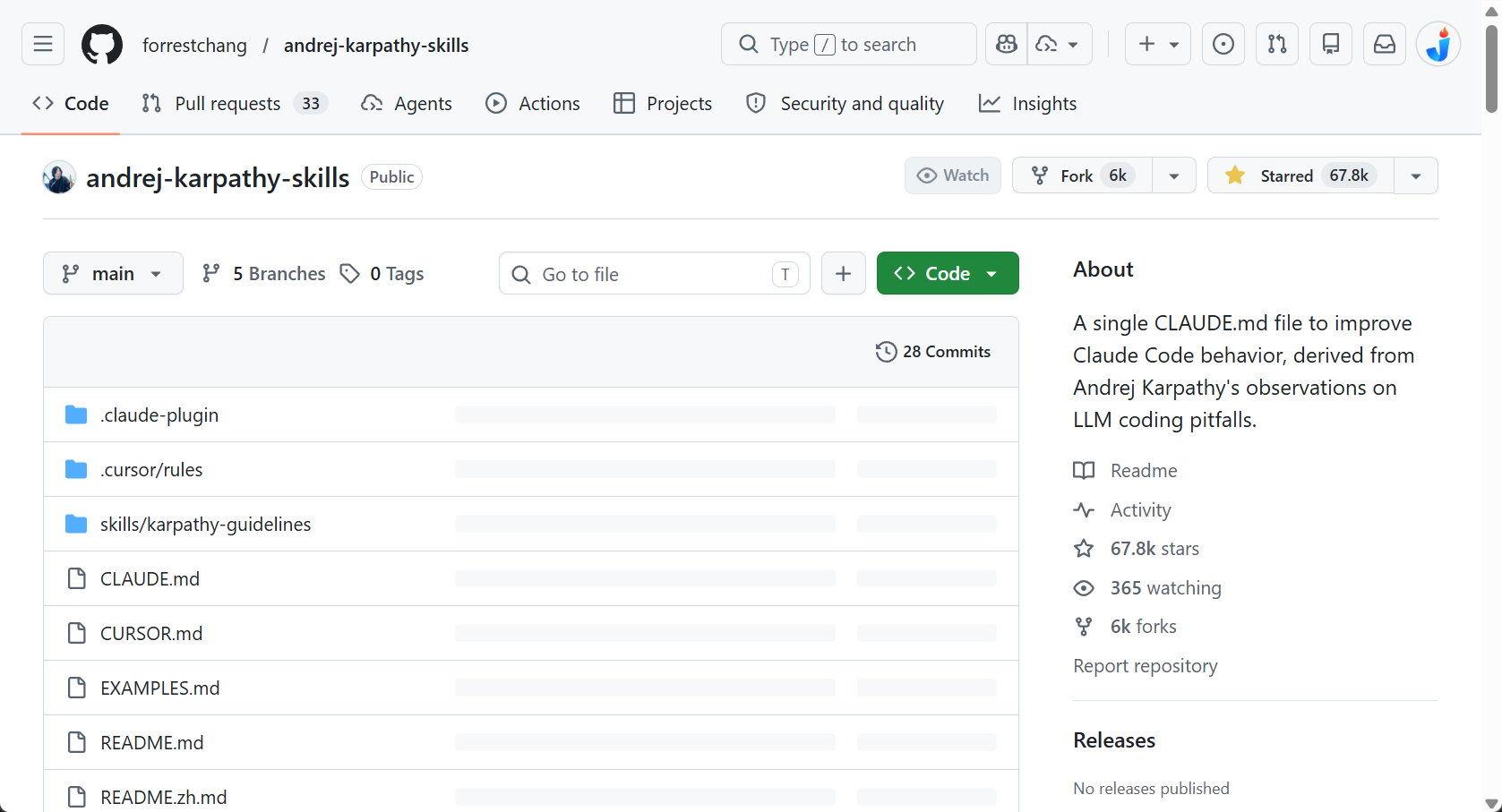 andrej-karpathy-skills GitHub 截图