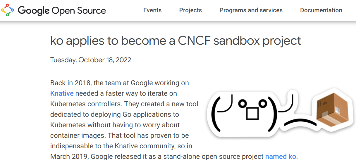 ko 申请成为 CNCF 沙箱项目，谷歌内部对 Go 热情减弱？
